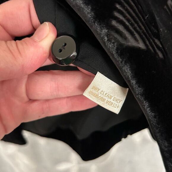 90s Retro Velvet Blazer Jacket Longline Black Sheer Burnout Statement Size 6 - Picture 13 of 14